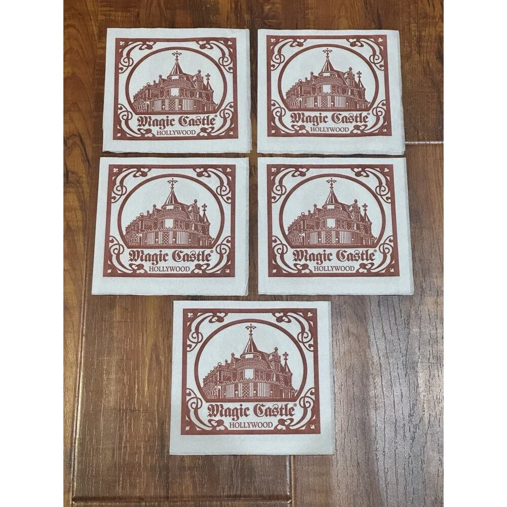 Lot of (5) The Magic Castle Hollywood Academy of Magical Arts Cocktail Napkins